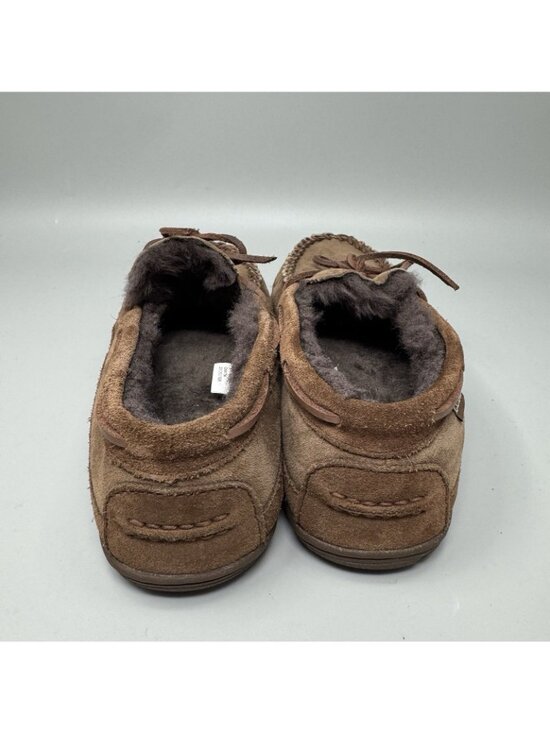 LL Bean Wicked Good Slippers Mens 9 Med Suede Shearling Moccasins Brown main image 4